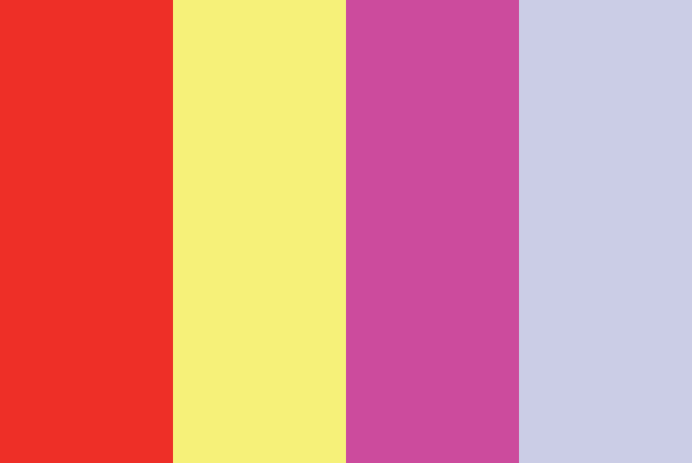 Palette C: bright red, pale yellow, magenta and very pale lavender.