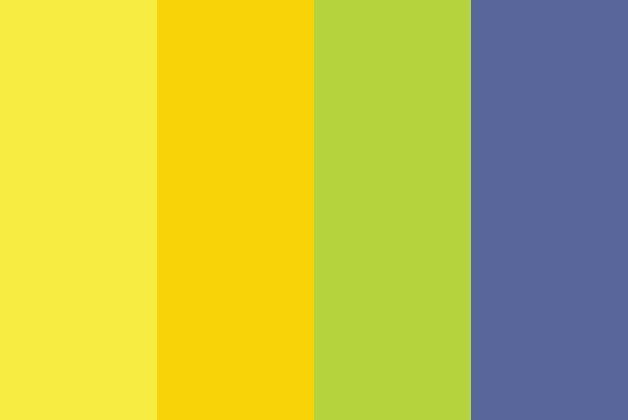 Palette E: pale yellow, golden yellow, lime and slate blue.