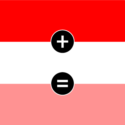 Red plus white equals pink.