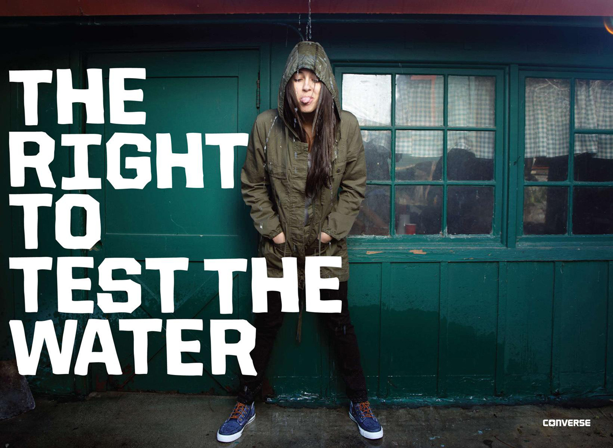 A web page with a large headline, The Right to Test the Water, beside a photo of a man in a doorway.